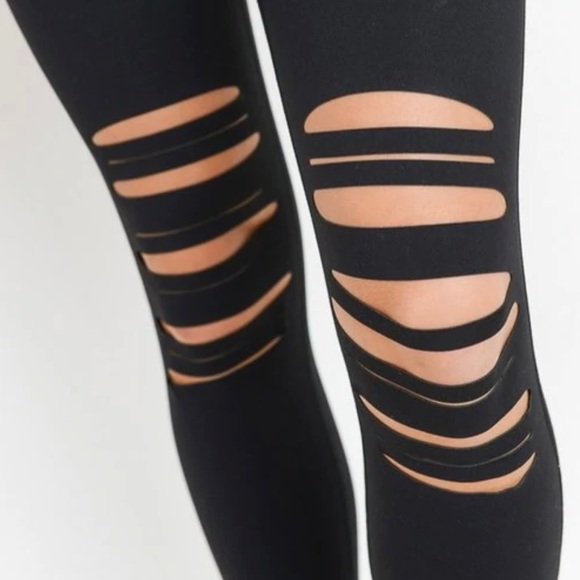 Mono B Distressed Knee Leggings - Picture 2 of 6